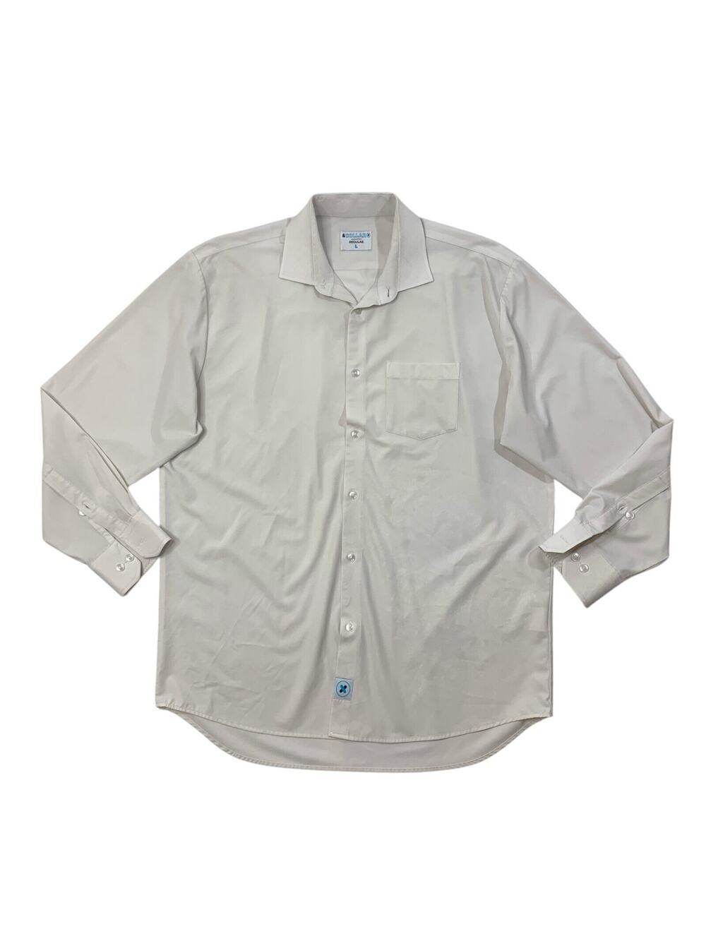 &Collar Shirt‎ Mens L Large Bone White Button Up Long Sleeve Classic Shirttail